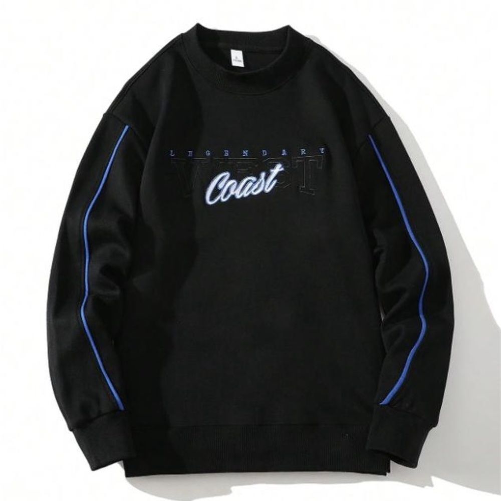 Coast letter embroidery contrast piping sweatshirt “West‎ Coast” black M NWOT